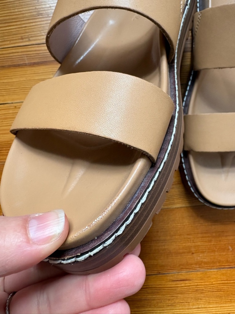 NEW Madewell | Double-Strap Slide Sandal in Tan-Cognac Leather | 7.5 - Picture 9 of 9